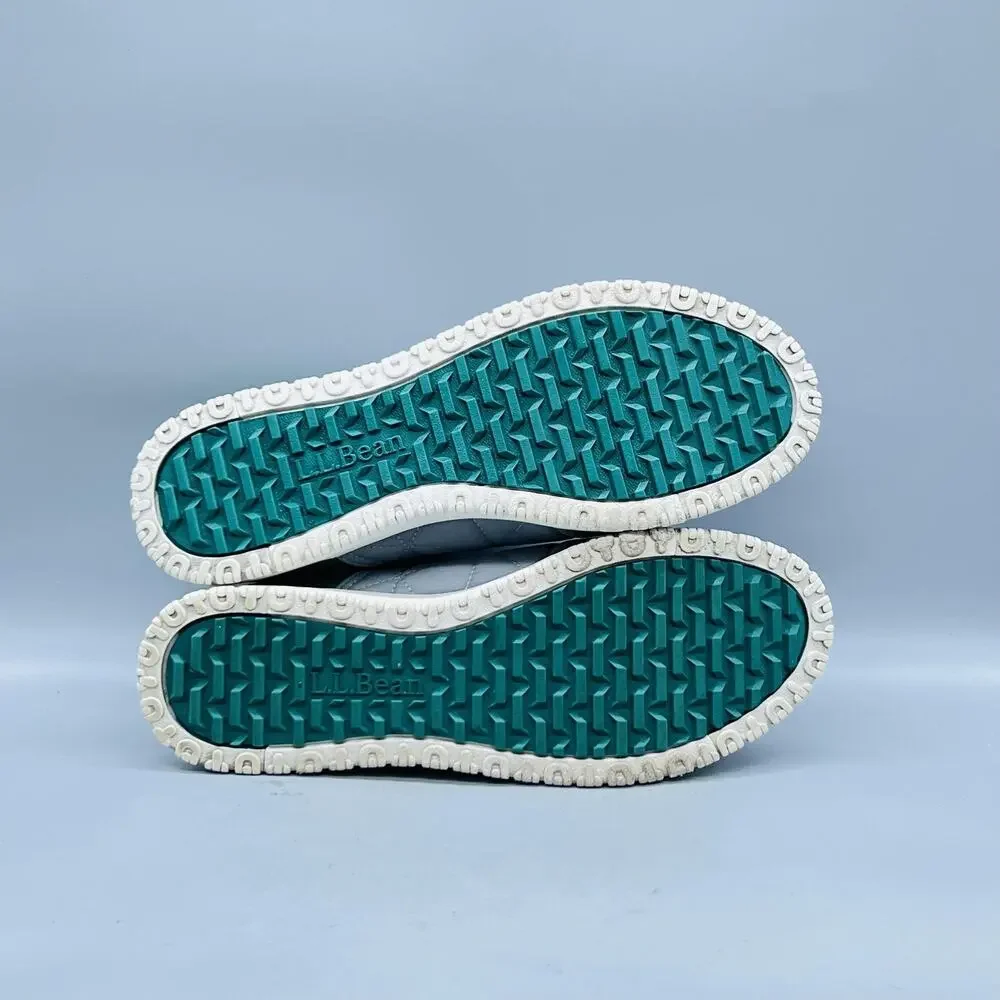 LL Bean Shoes Mens 11 Gray Green Quilted Nylon Slip On House Slippers Comfort